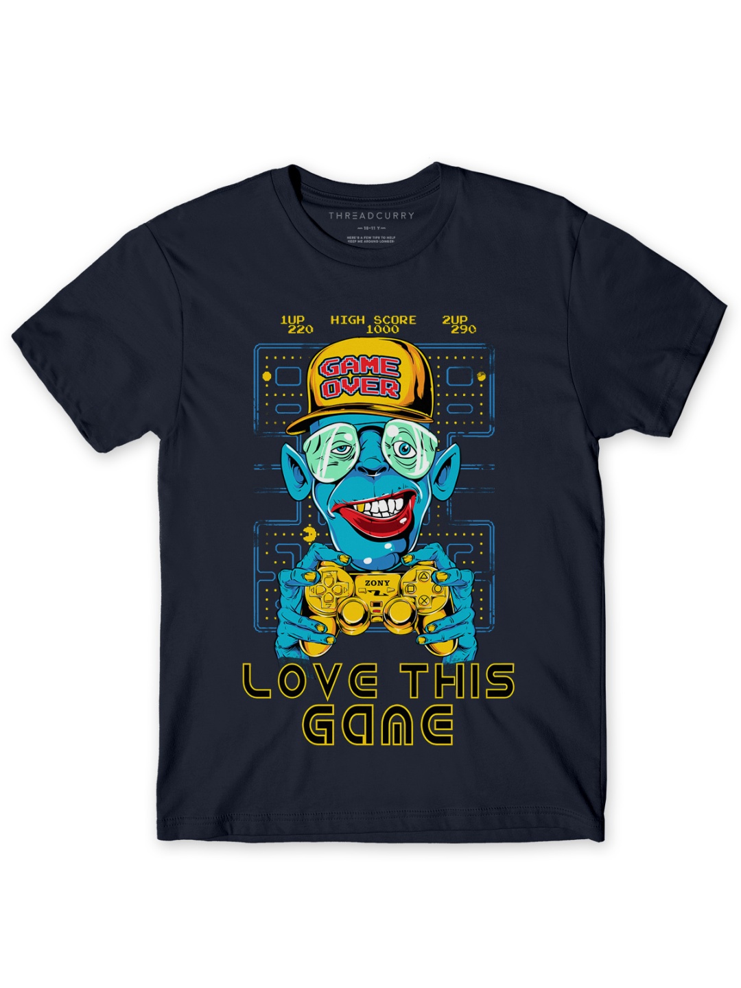

THREADCURRY Boys Navy Blue Party Comic Print Tshirt