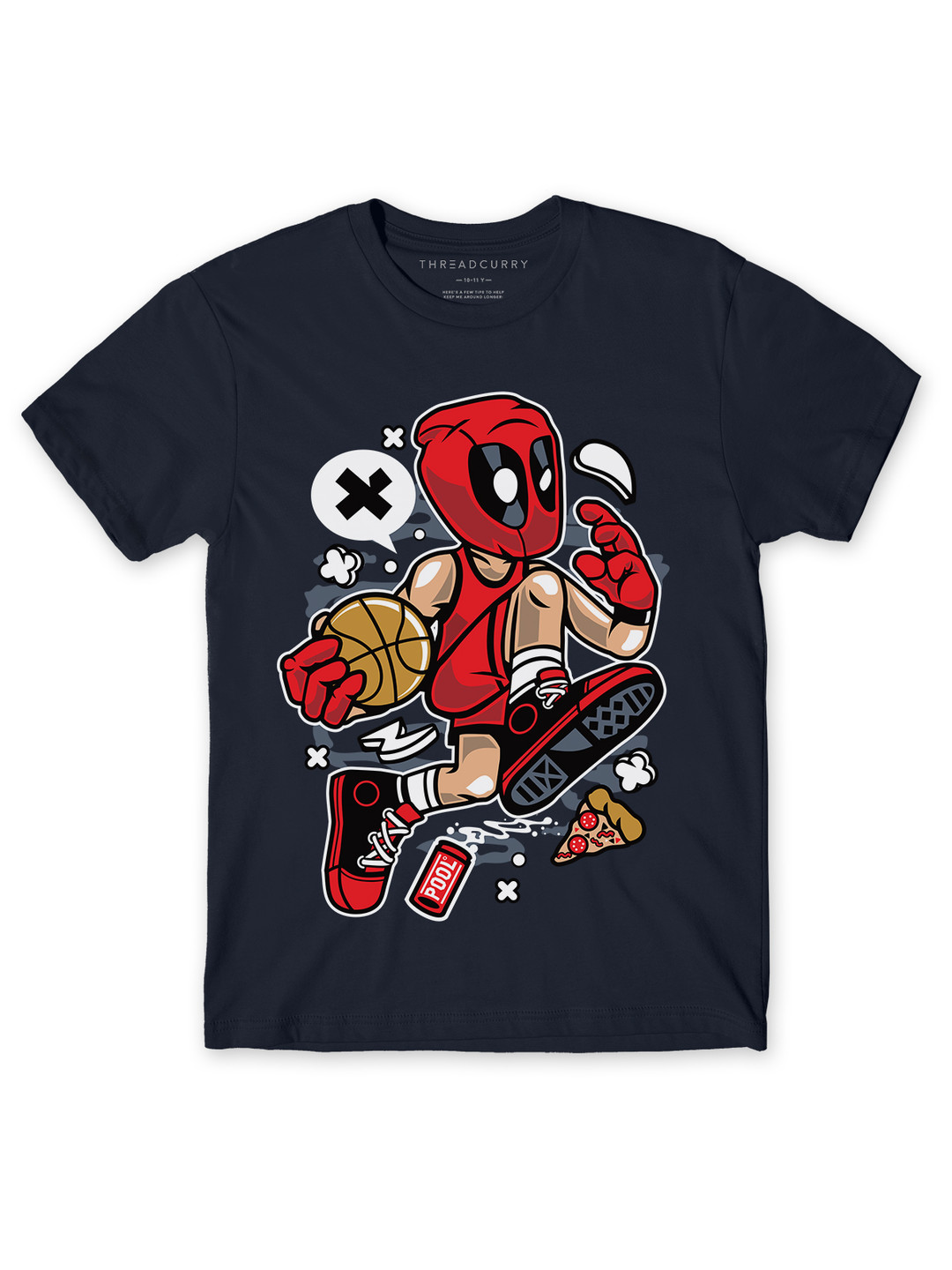 

THREADCURRY Boys Navy Blue Superhero Print Tshirt