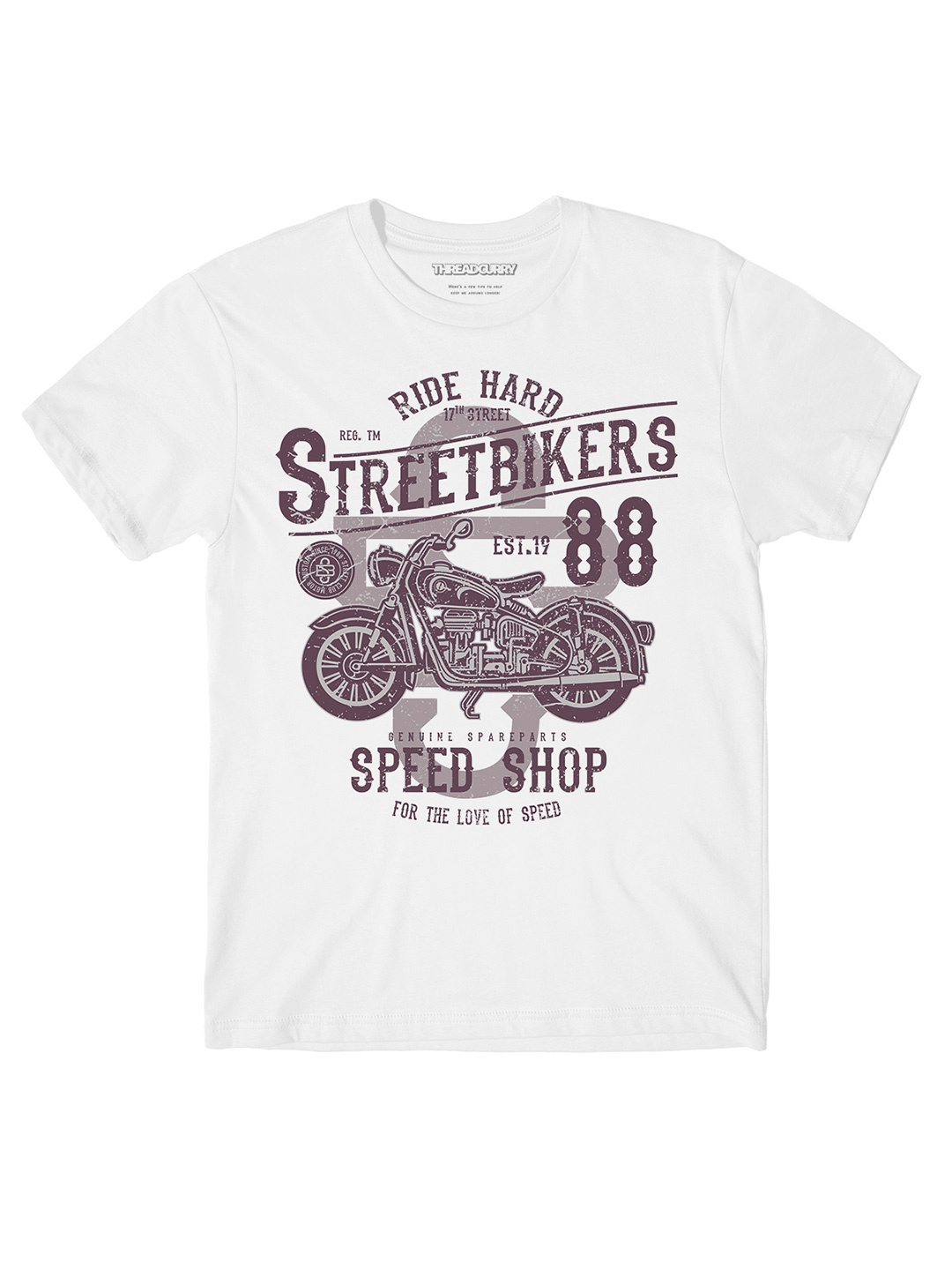 

THREADCURRY Boys White Biker Print Tshirt