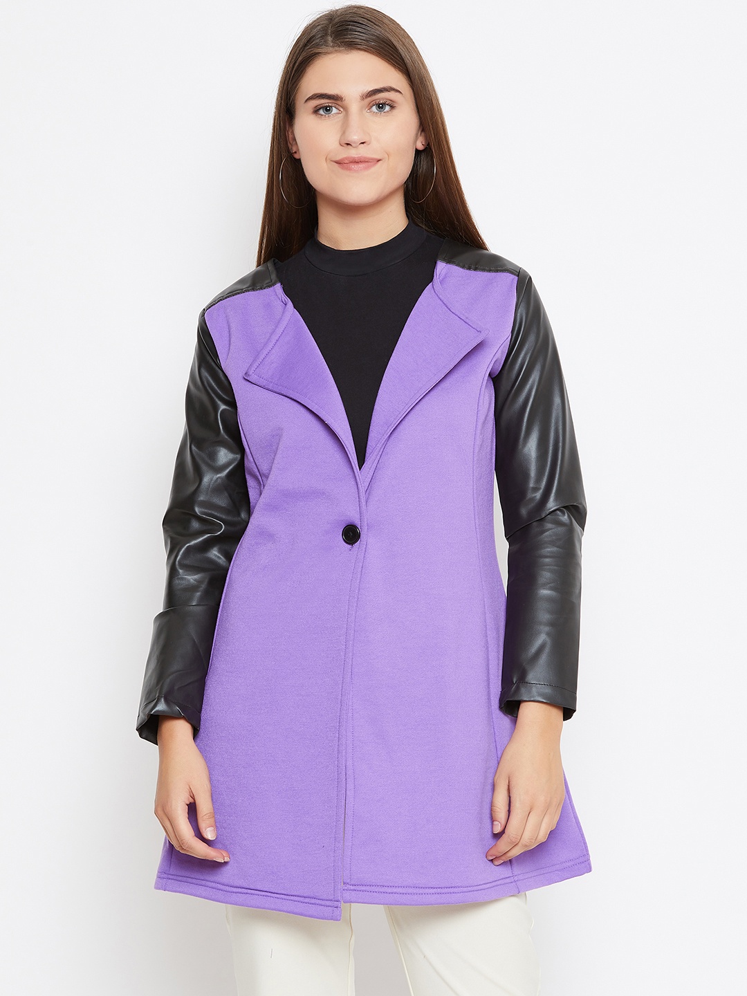 

Belle Fille Women Purple Solid Tailored Jacket