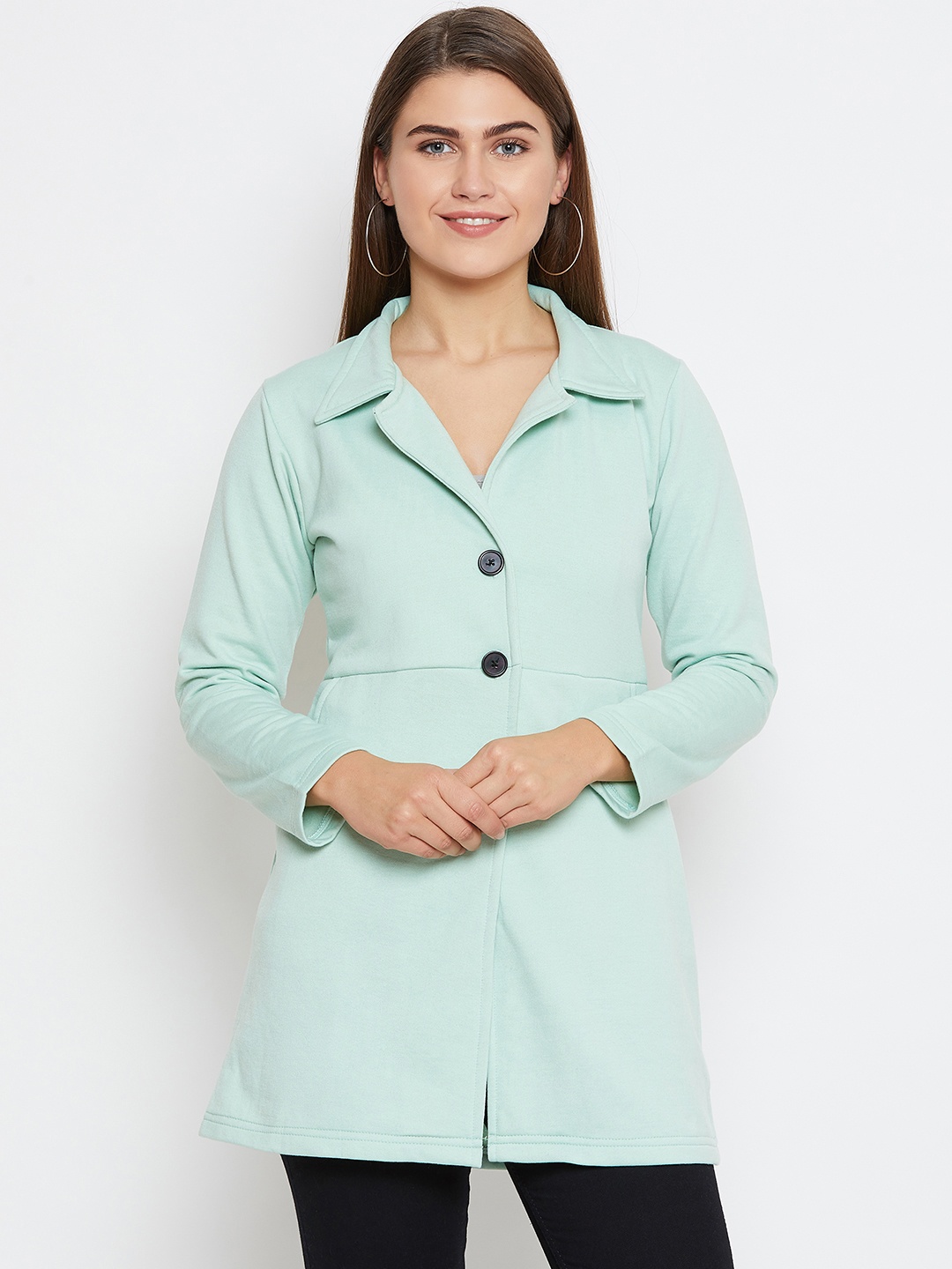 

Belle Fille Women Sea Green Solid Jacket