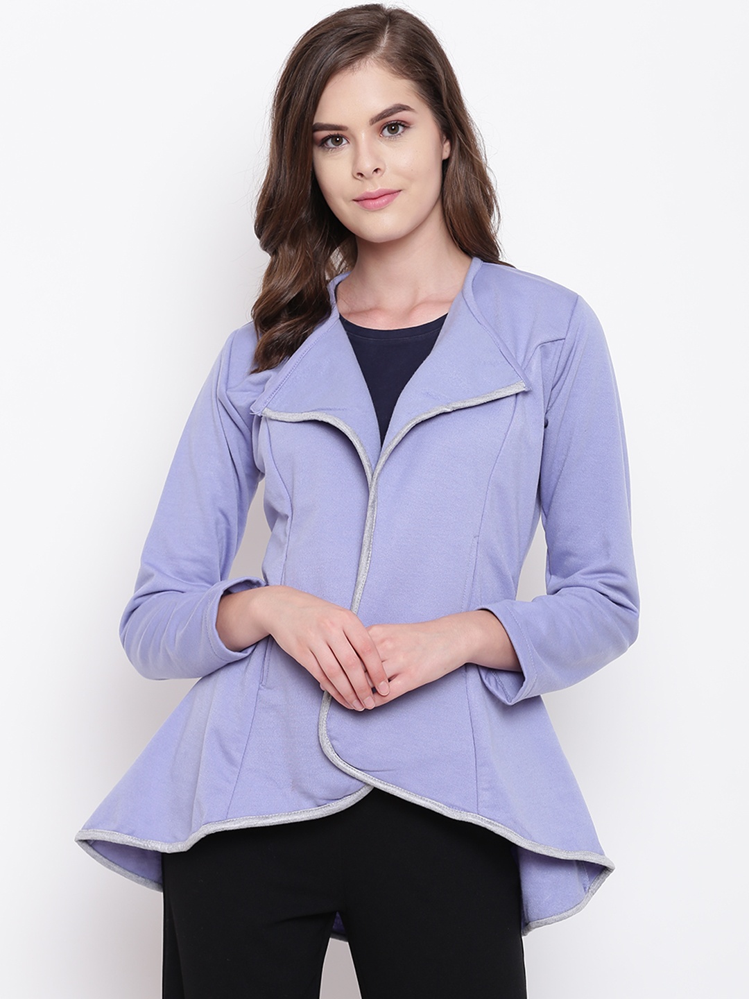 

Belle Fille Women Lavender Solid Open Front Shrug