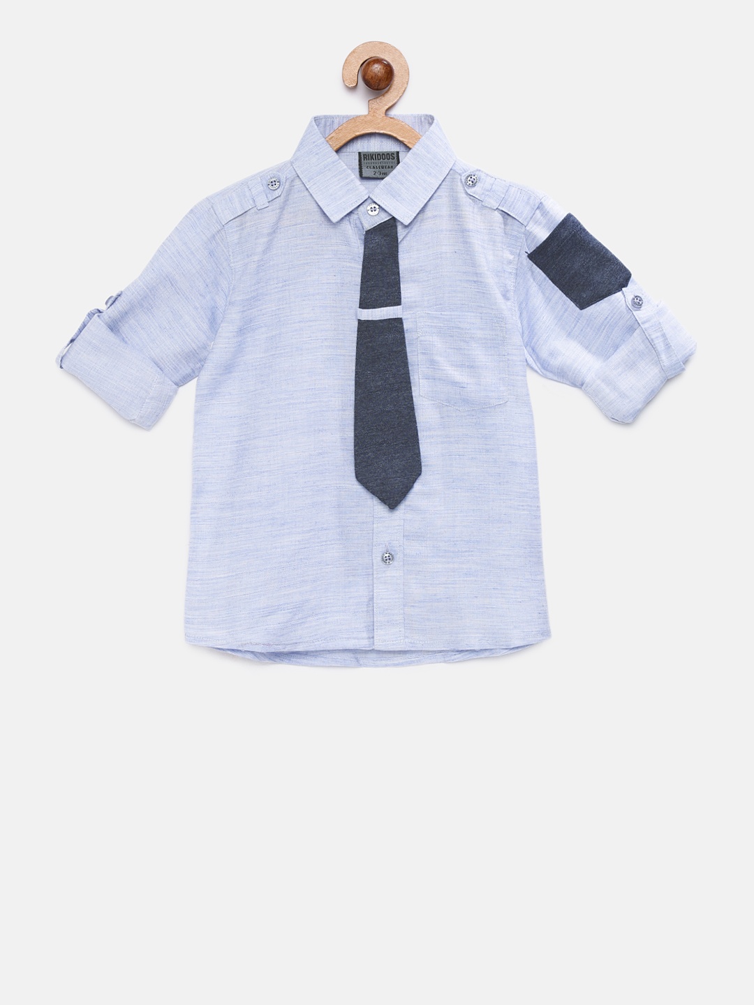 

RIKIDOOS Boys Blue Regular Fit Solid Casual Shirt