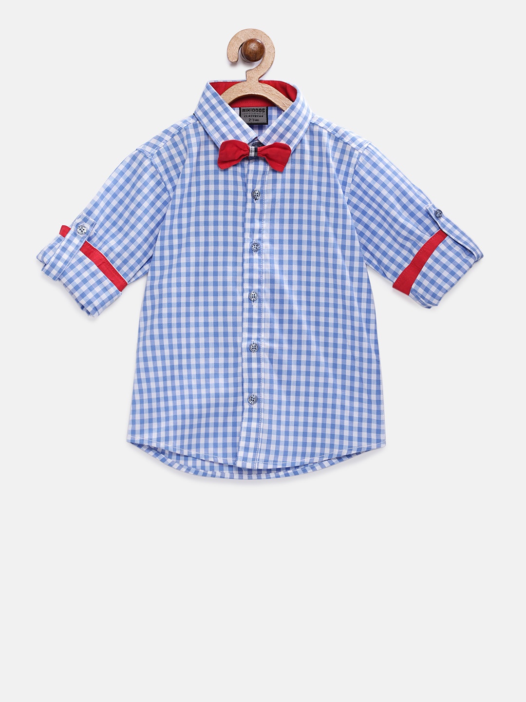 

RIKIDOOS Boys Blue & White Regular Fit Checked Casual Shirt