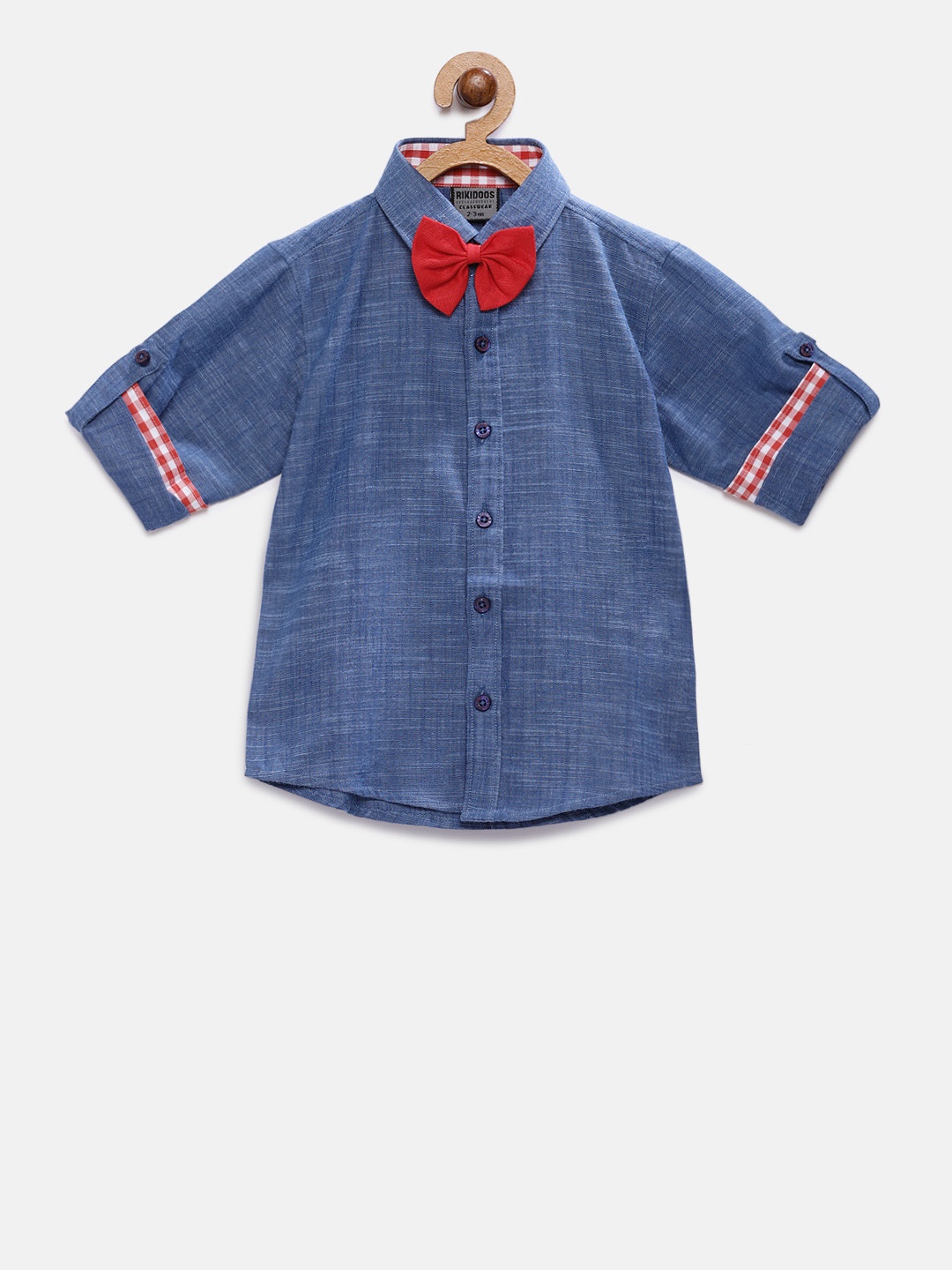 

RIKIDOOS Boys Blue Regular Fit Solid Casual Shirt