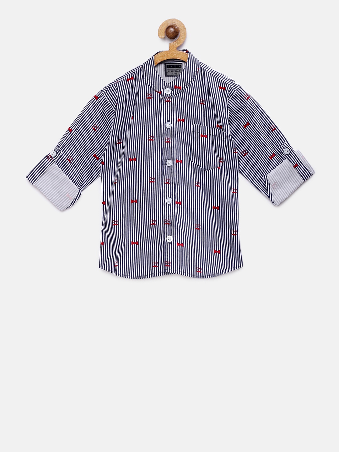 

RIKIDOOS Boys Blue & White Regular Fit Striped Casual Shirt