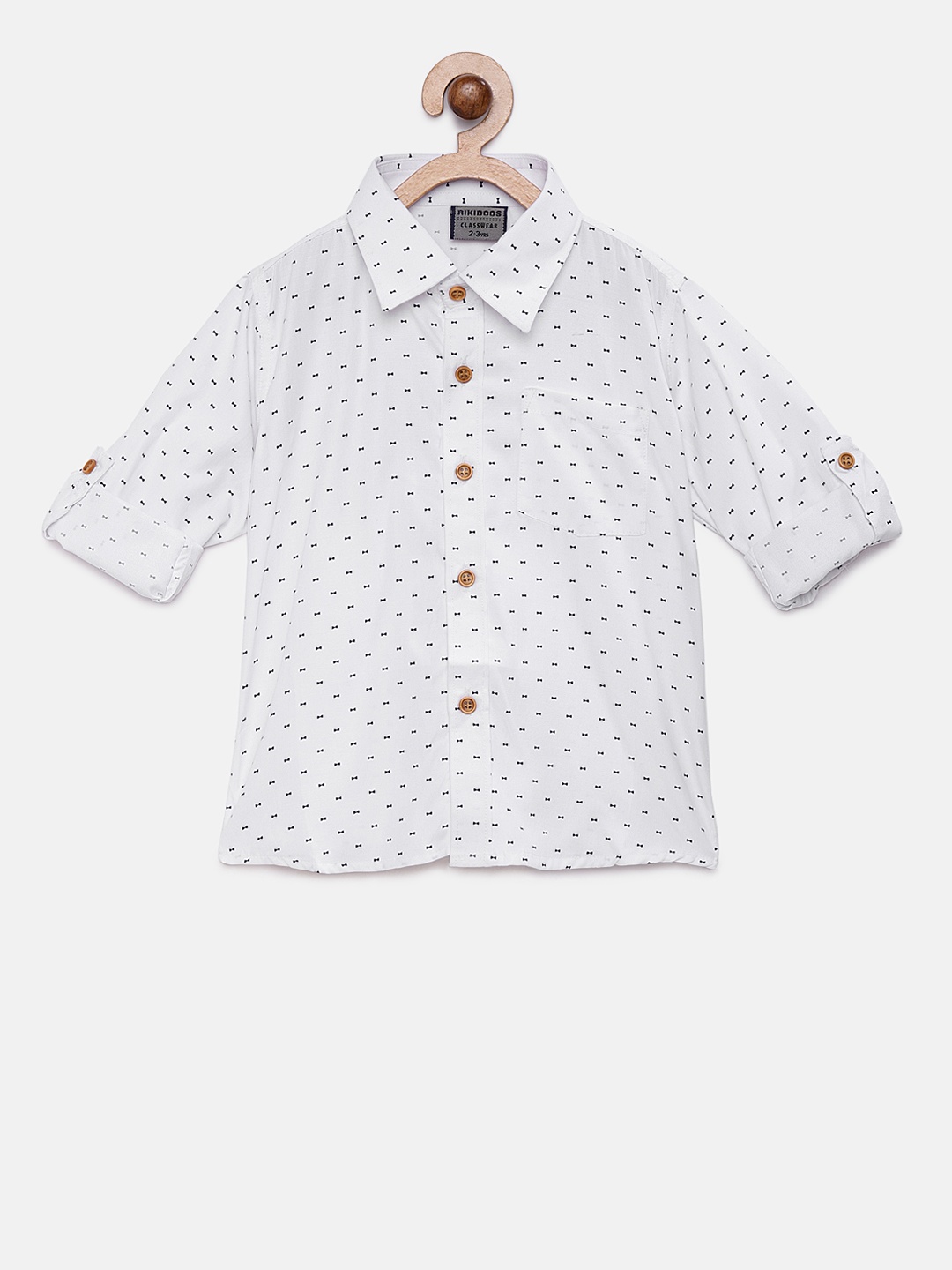 

RIKIDOOS Boys White & Black Regular Fit Printed Casual Shirt