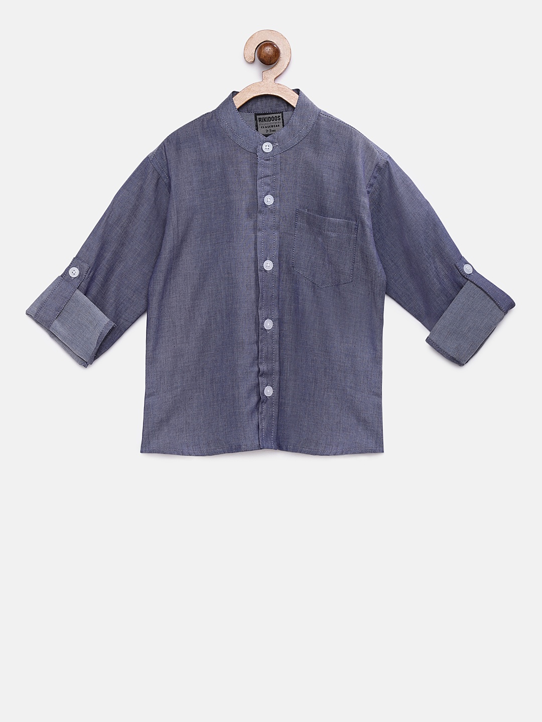 

RIKIDOOS Boys Grey Regular Fit Solid Casual Shirt