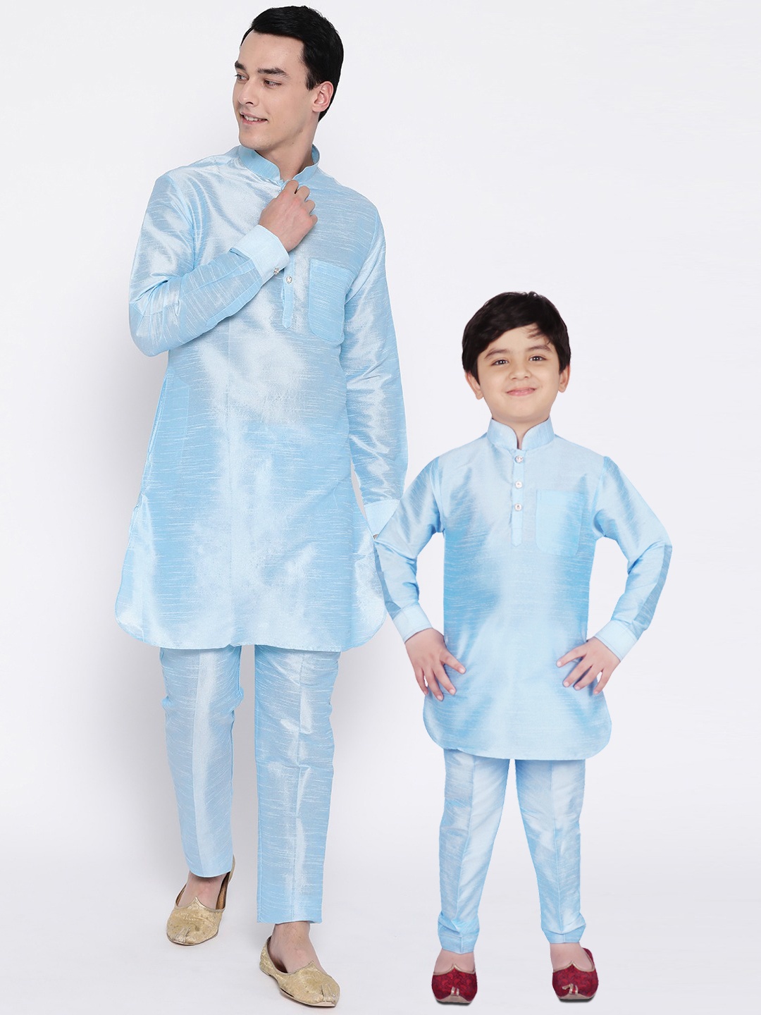 

SG YUVRAJ Boys Blue Solid Pathani Kurta with Trousers