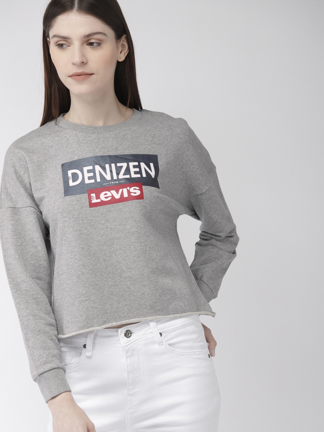 

Denizen From Levis Women Grey Melange Printed Sweatshirt