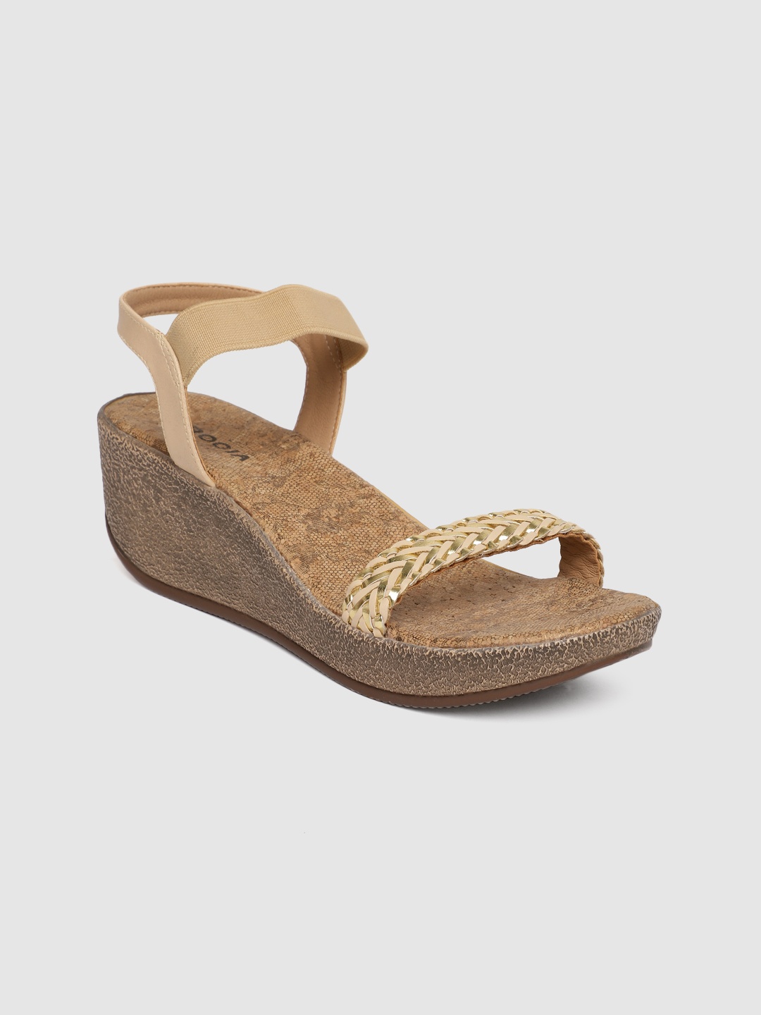 

Rocia Women Beige & Gold-Toned Woven Design Sandals