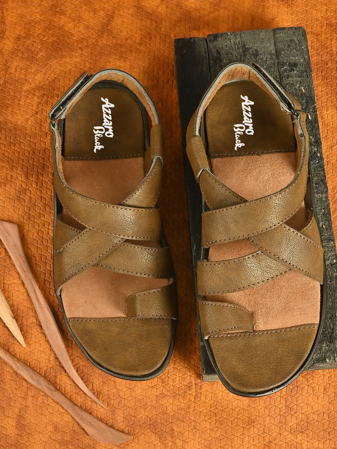 

Azzaro Black Men Brown Comfort Sandals