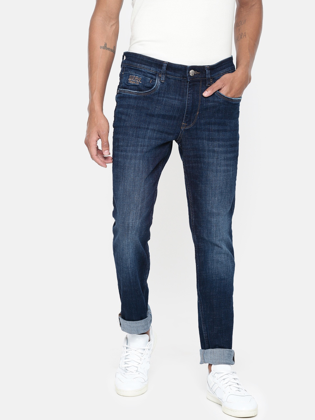 

U.S. Polo Assn. Denim Co. Men Blue Slim Fit Mid-Rise Clean Look Stretchable Sustainable Jeans