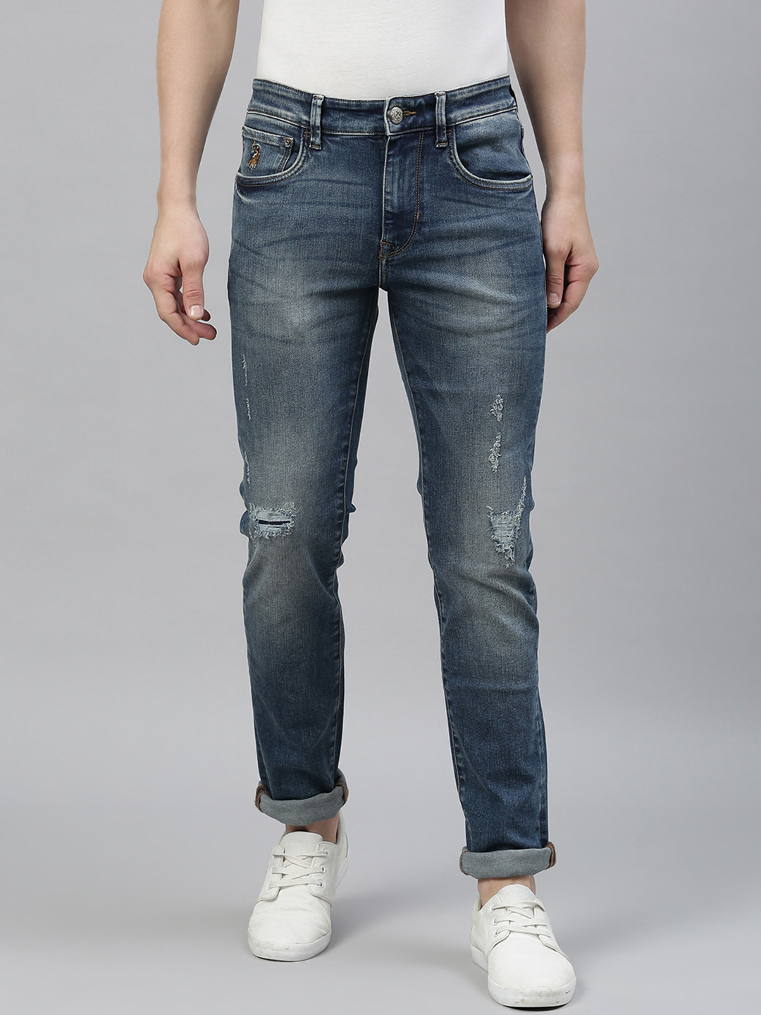 

U.S. Polo Assn. Denim Co. Men Blue Regallo Skinny Fit Mid-Rise Mildly Distressed Jeans