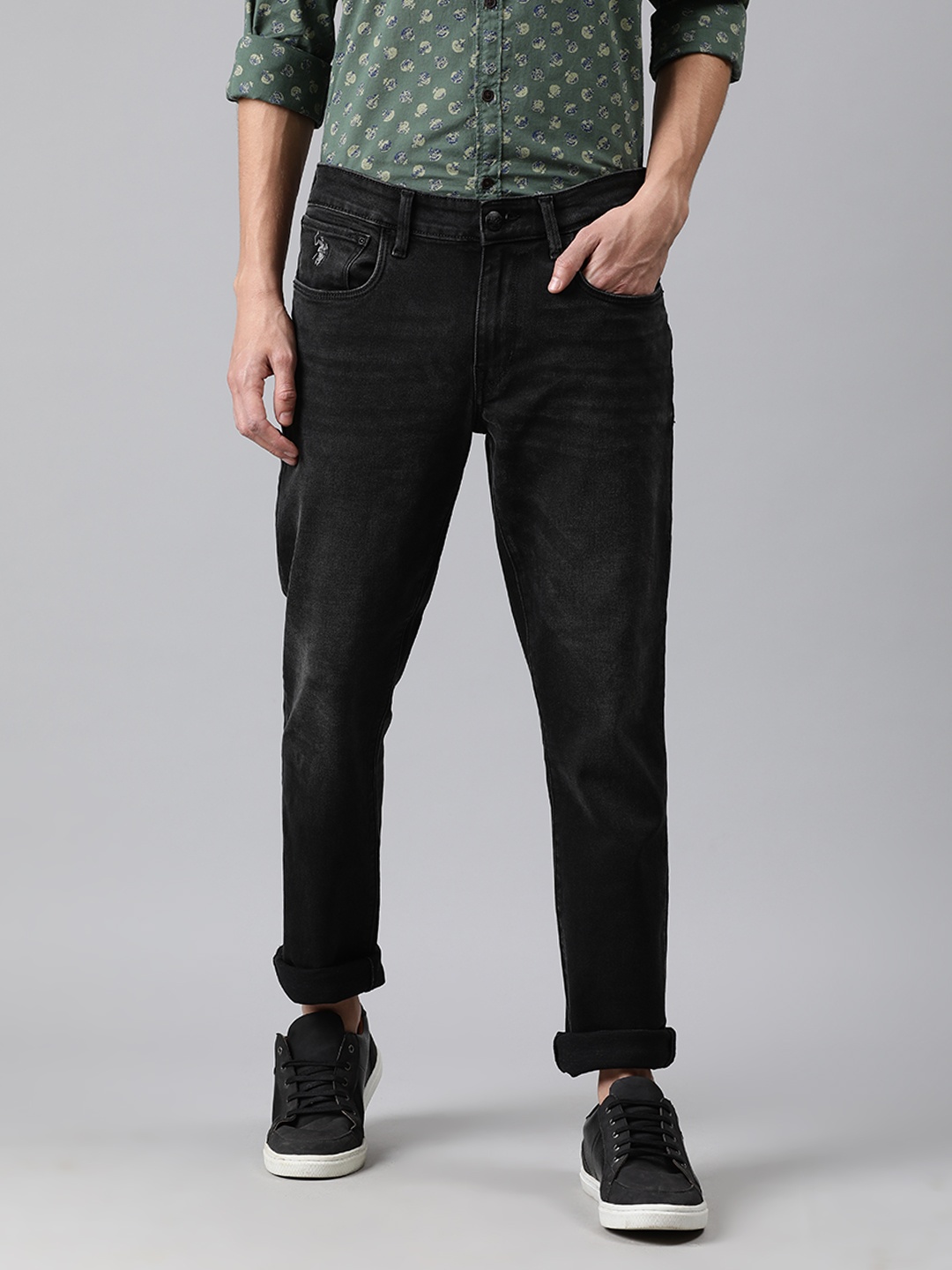 

U.S. Polo Assn. Denim Co. Men Black Woody Slim Straight Fit Mid-Rise Stretchable Jeans