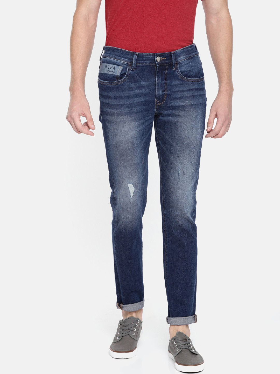 

U.S. Polo Assn. Denim Co. Men Regallo Blue Skinny Fit Mid-Rise Low Distress Jeans