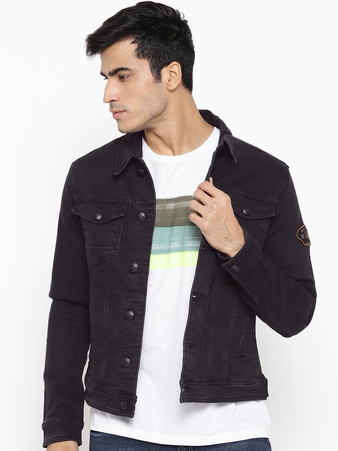 

U.S. Polo Assn. Denim Co. Men Black Solid Denim Jacket