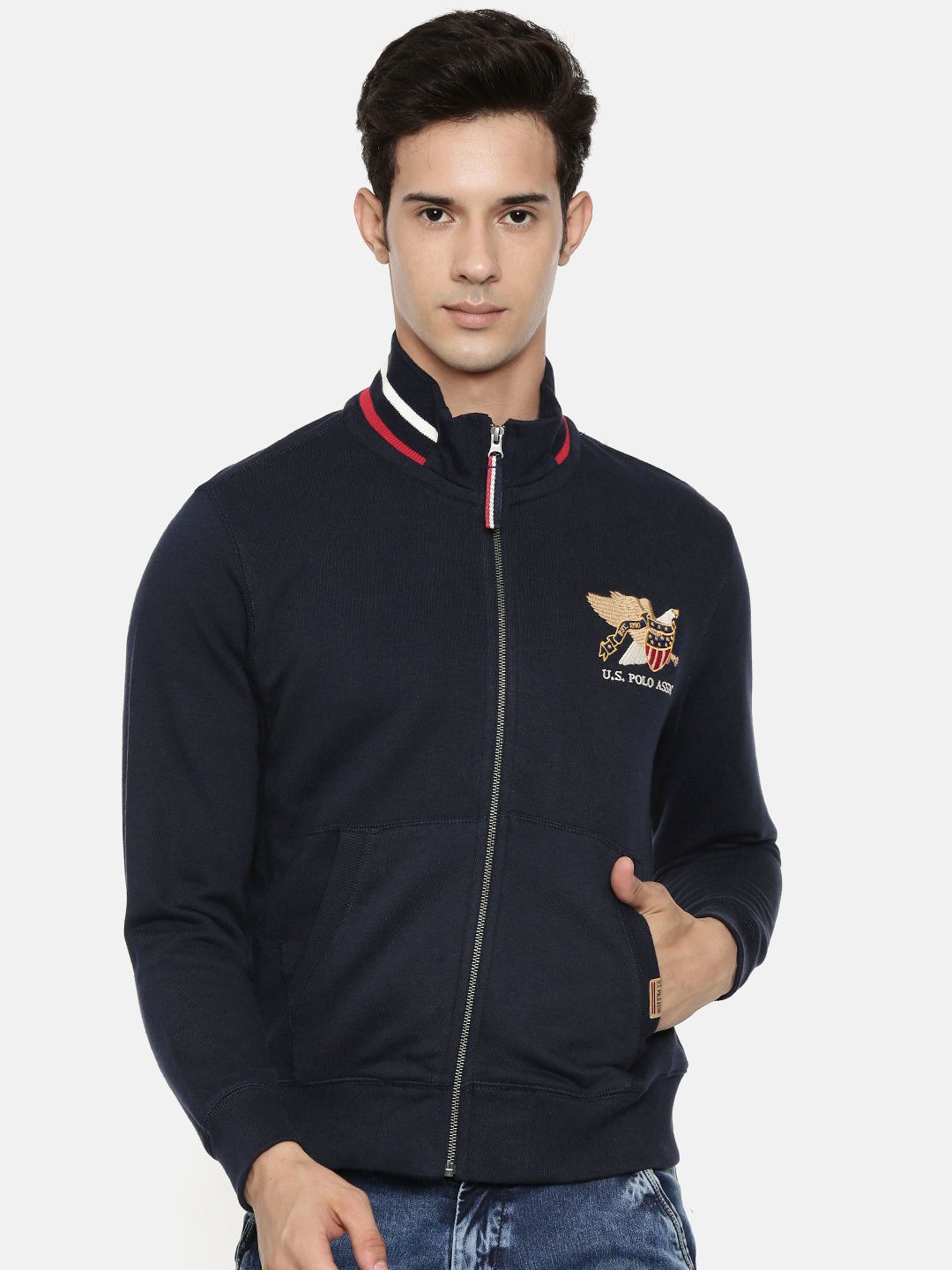 

U.S. Polo Assn. Denim Co. Men Navy Blue Solid Sweatshirt