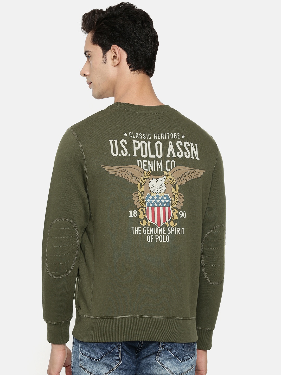 

U.S. Polo Assn. Denim Co. Men Olive Green Printed Sweatshirt
