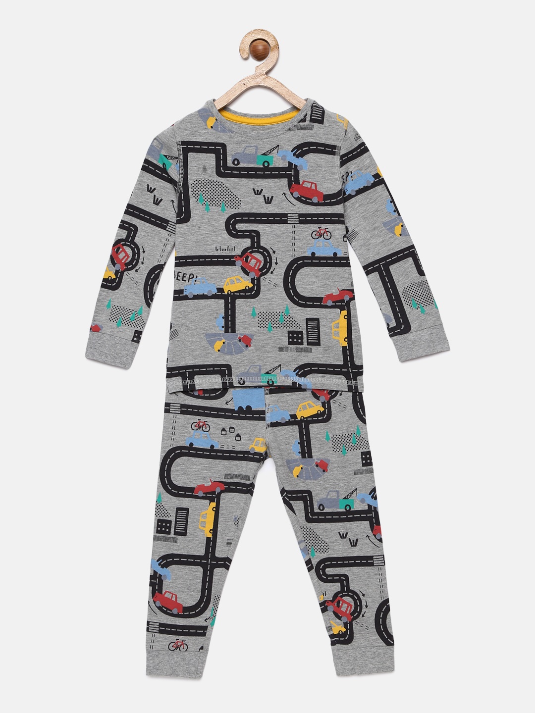 

Marks & Spencer Boys Grey Printed Night suit T863227EGREY MIX