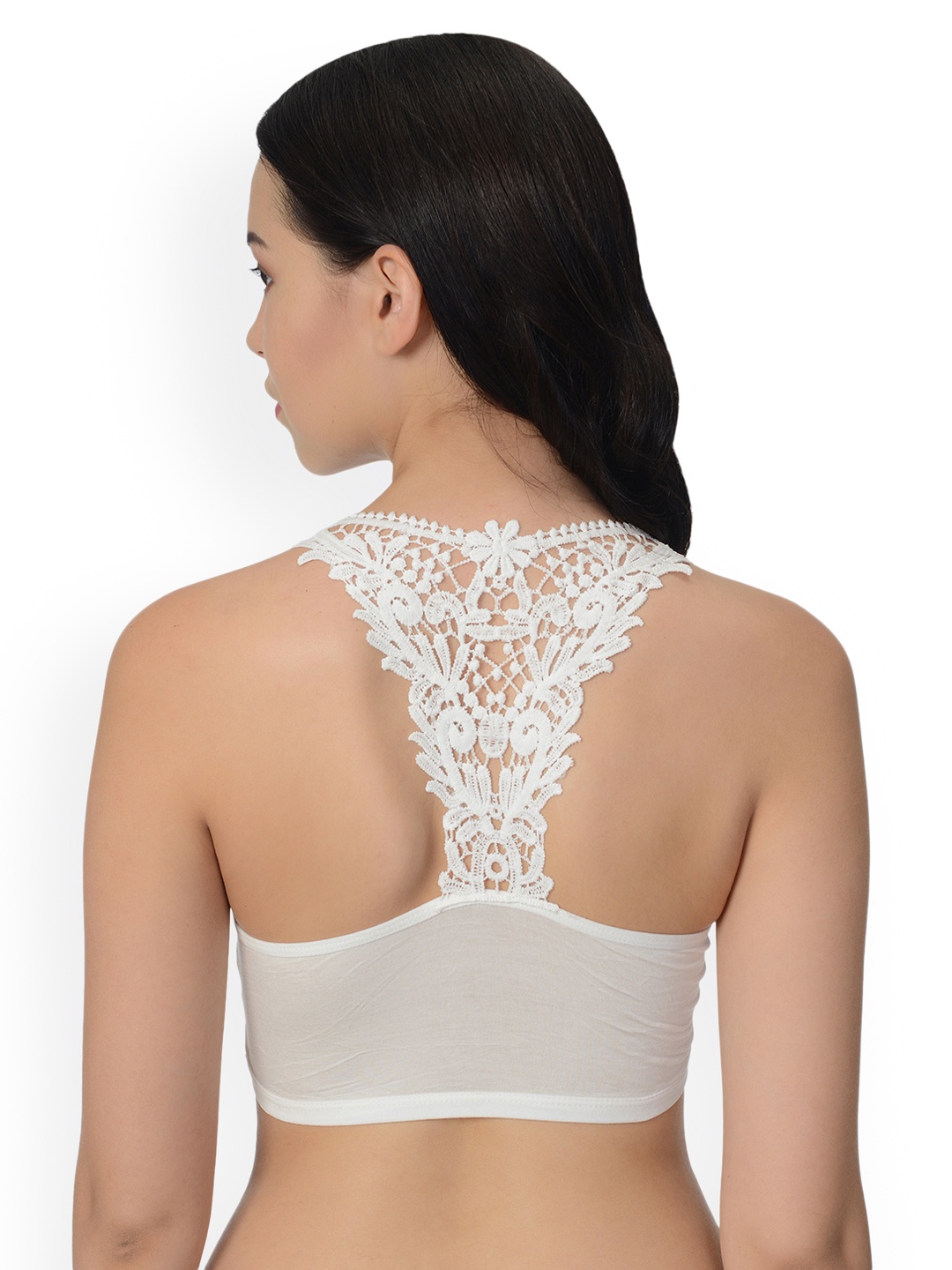 

mod & shy White Solid Non-Wired Lightly Padded Bralette Bra MS40