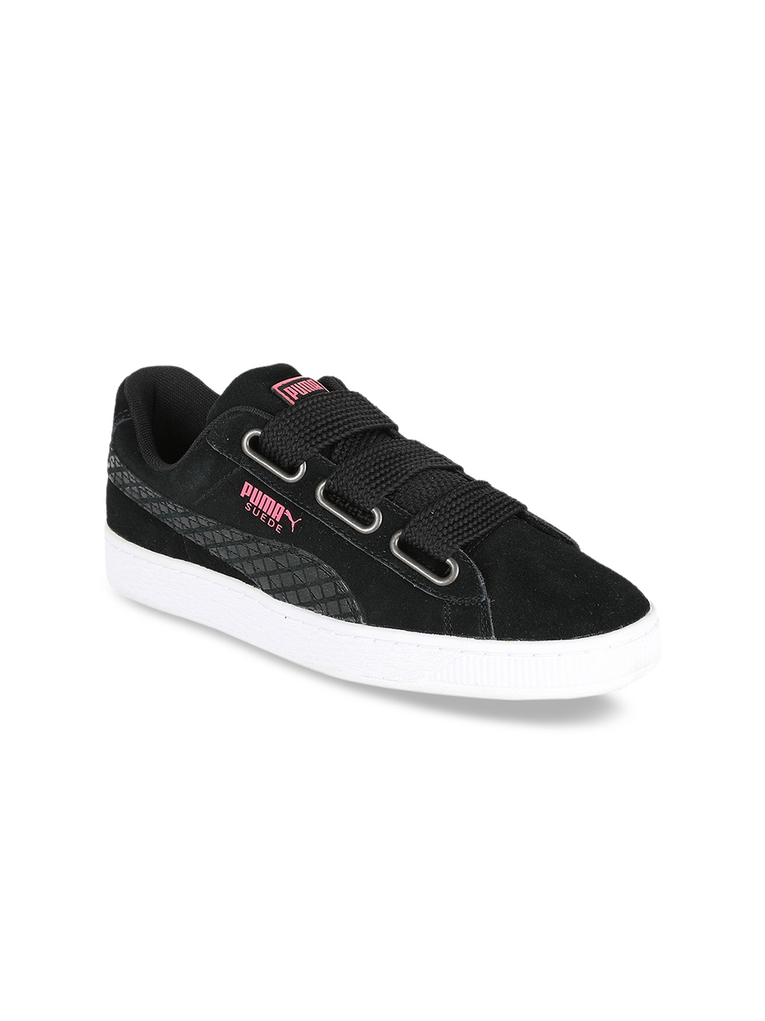 

Puma Women Black Leather Suede Heart Street 2 Wn's Sneakers