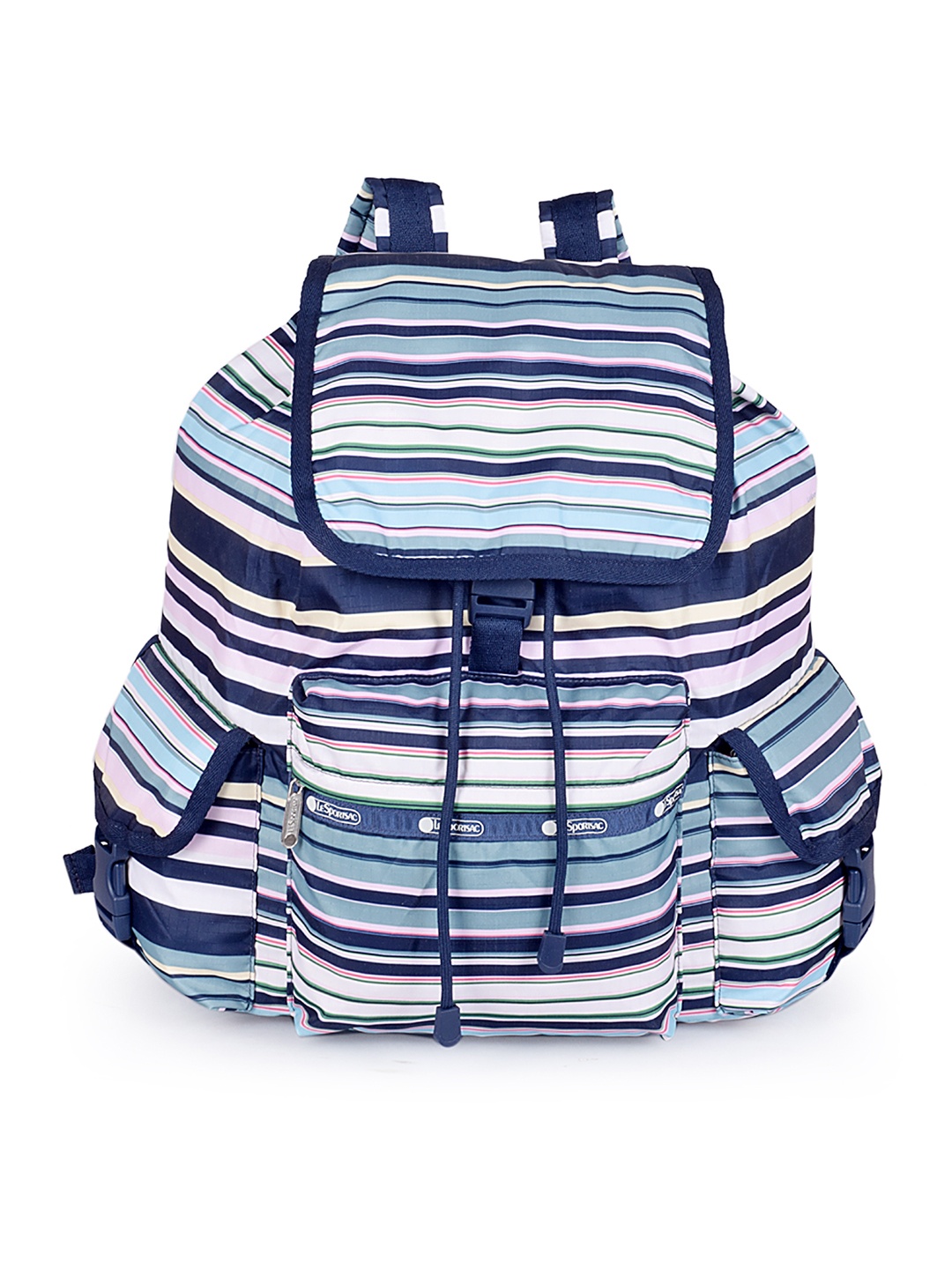 

LeSportsac Women Blue & White Striped Backpack