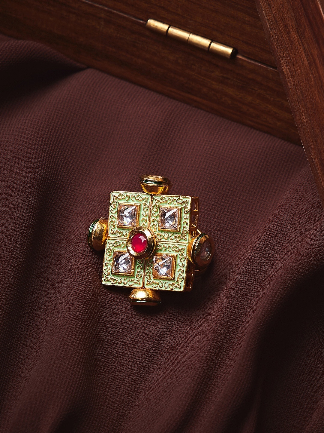 

PANASH Gold-Plated Stone Studded Cocktail Ring