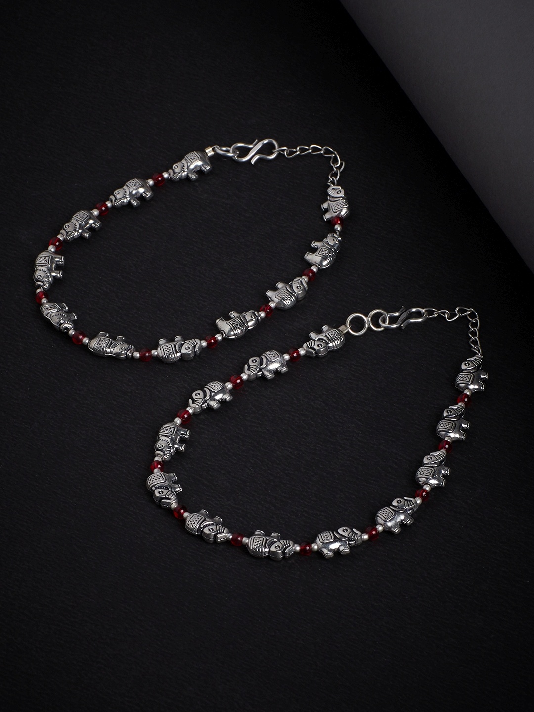 

PANASH Set of 2 Silver-Toned German Silver Anklet