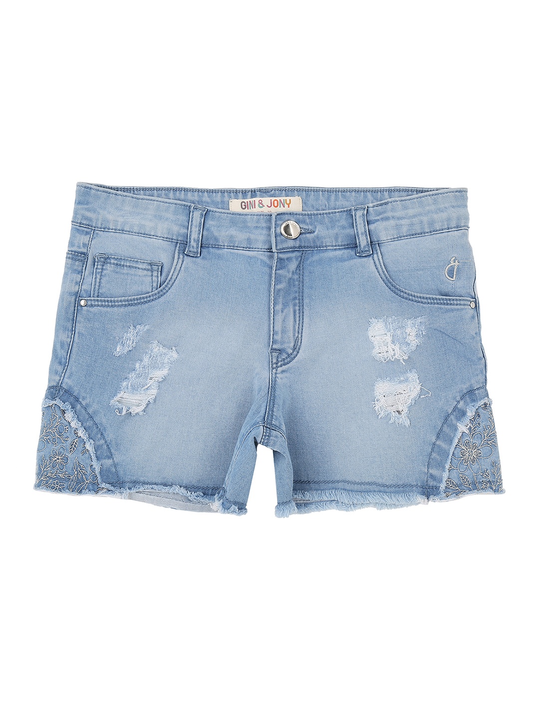 

Gini and Jony Girls Blue Solid Regular Fit Regular Shorts