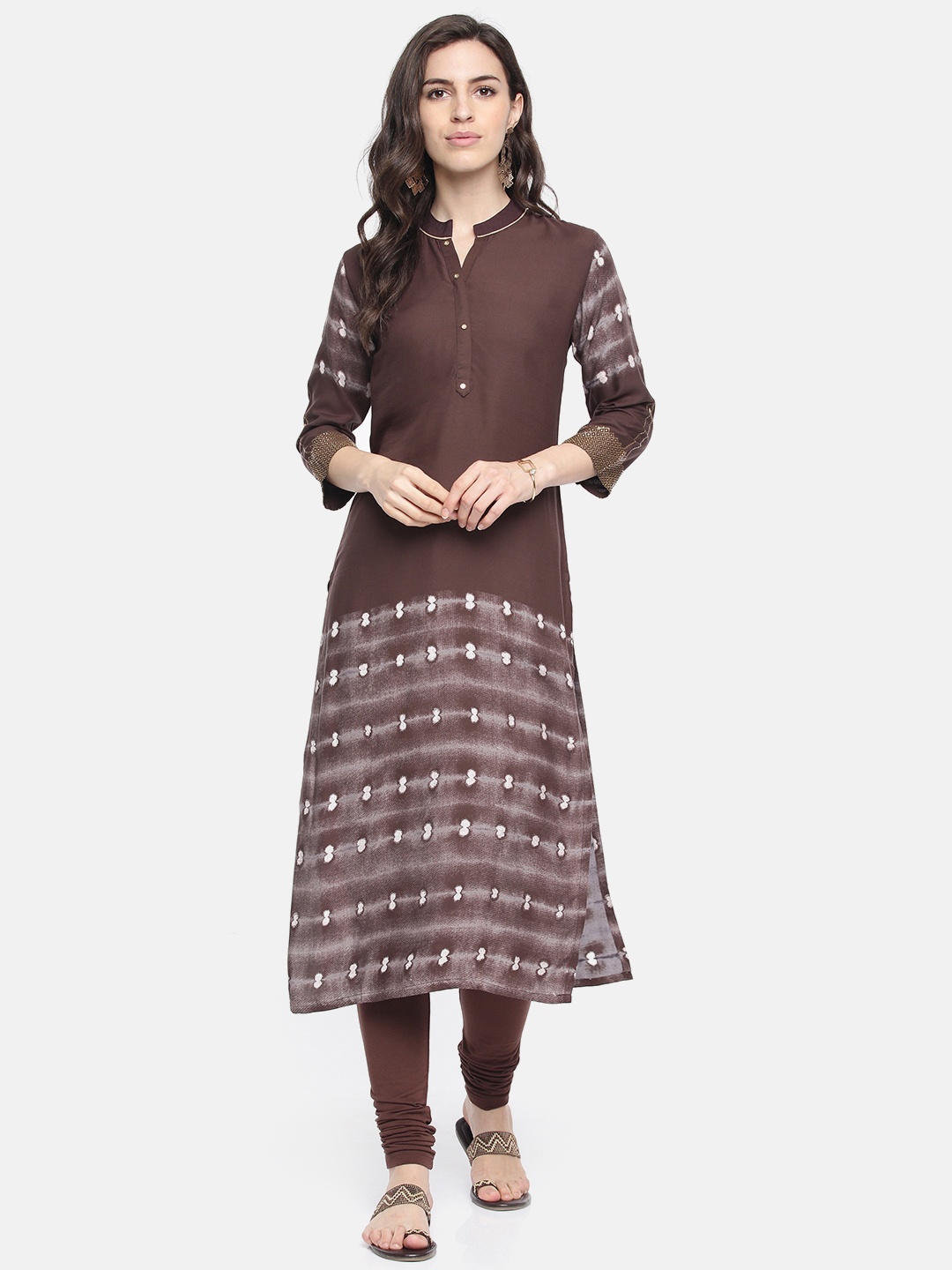 

Span Women Coffee Brown Printed Straight Kurta