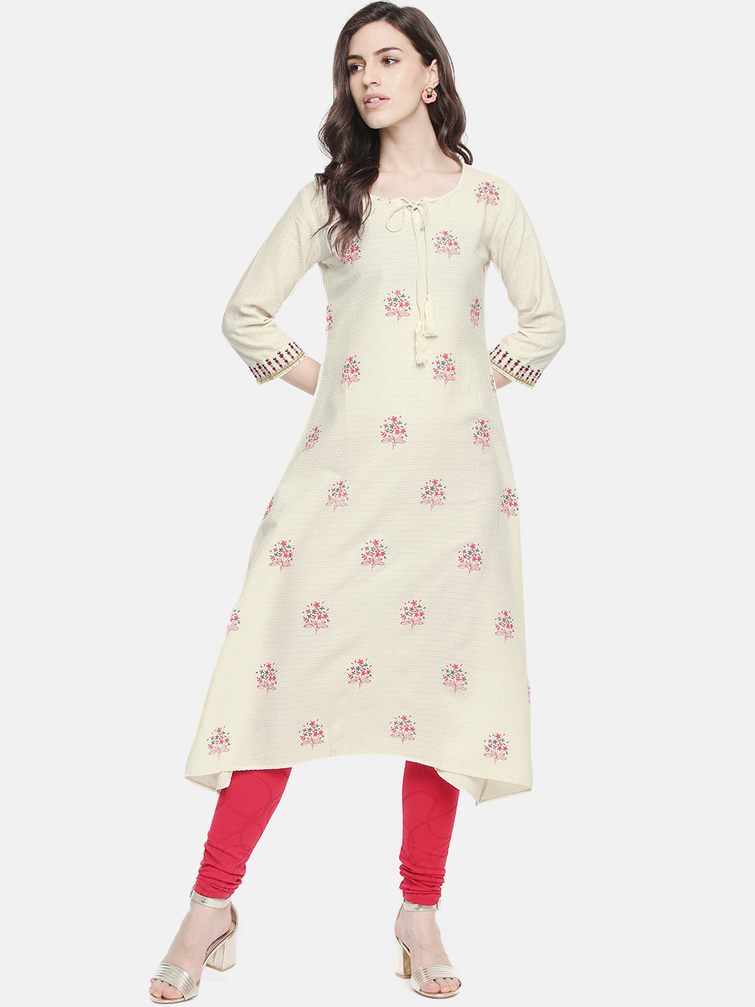 

Span Women Off-White Printed Asymmetric A-Line Kurta
