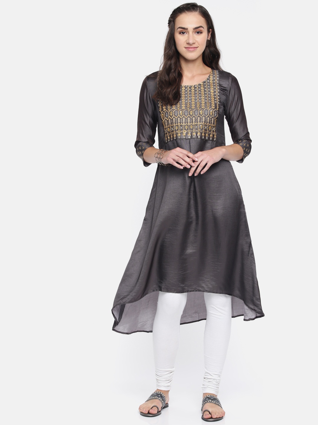 

Span Women Grey Yoke Design Fusion A-Line Kurta