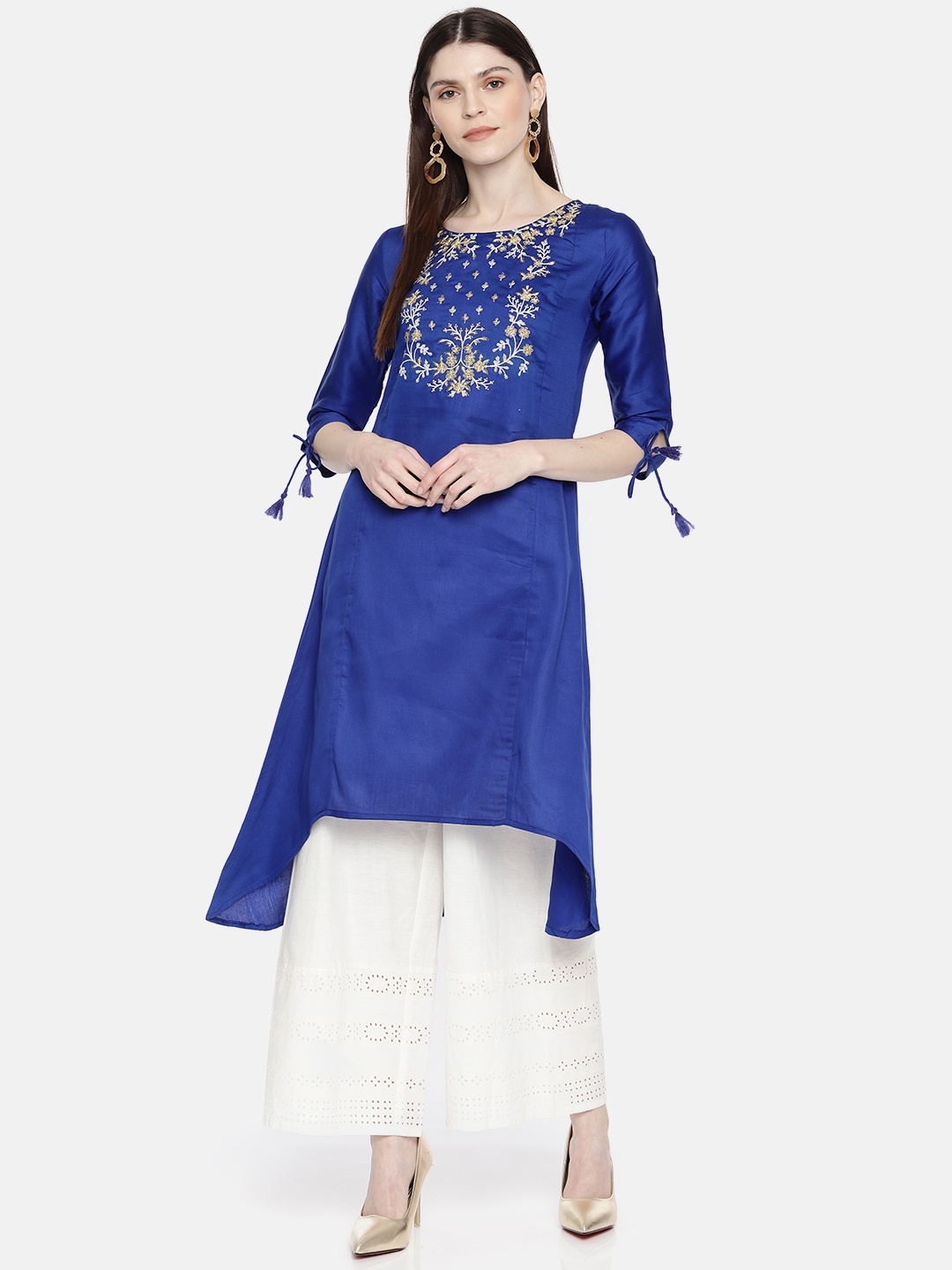 

Span Women Blue Yoke Design A-Line Kurta