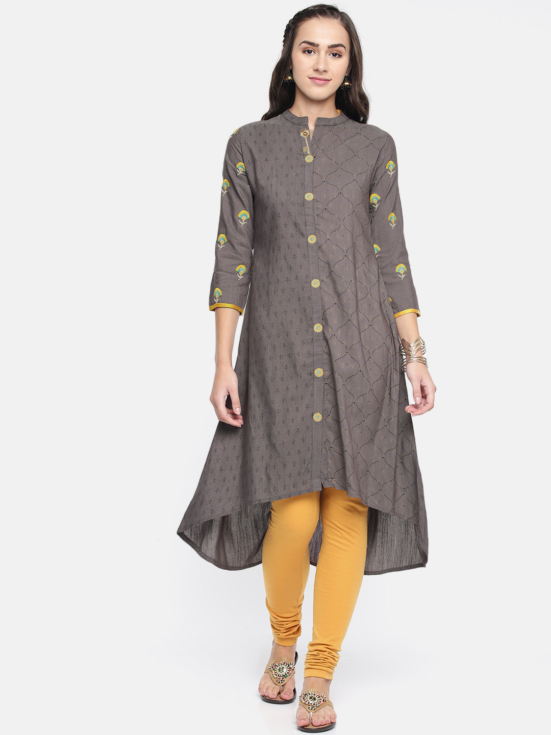 

Span Women Grey Printed A-Line Kurta