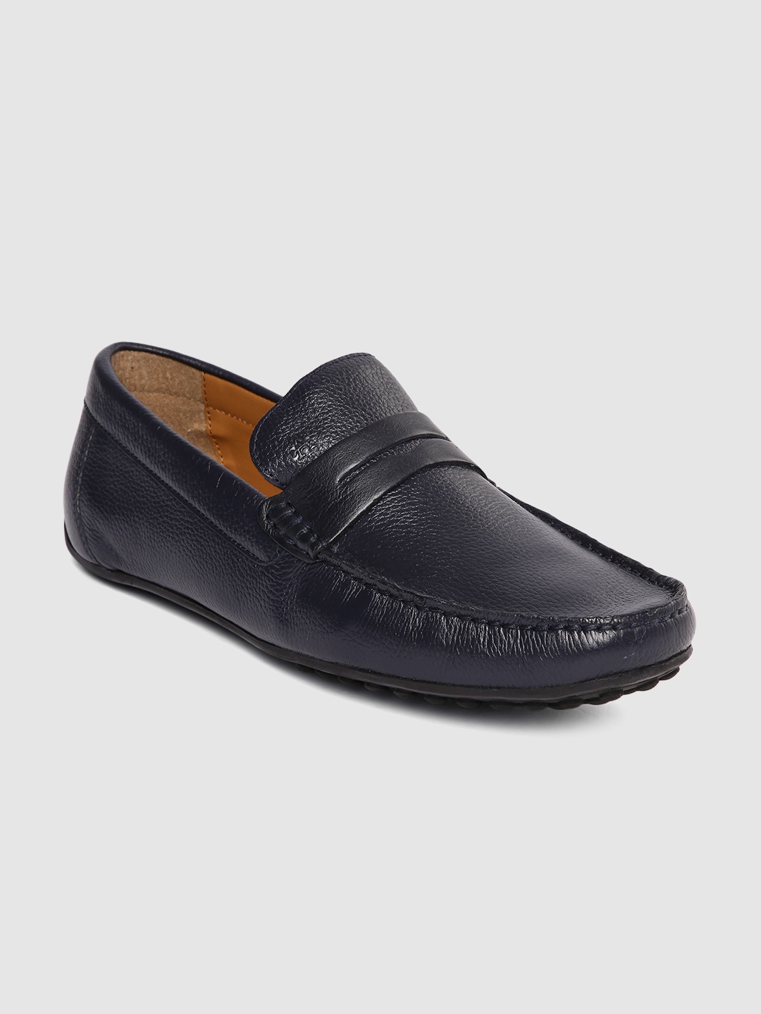 

Arrow Men Navy Blue Solid Felton Leather Loafers