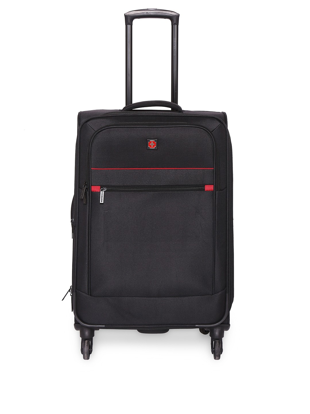 

SWISS BRAND Black Solid Barcelona Soft-Sided Large Trolley Suitcase