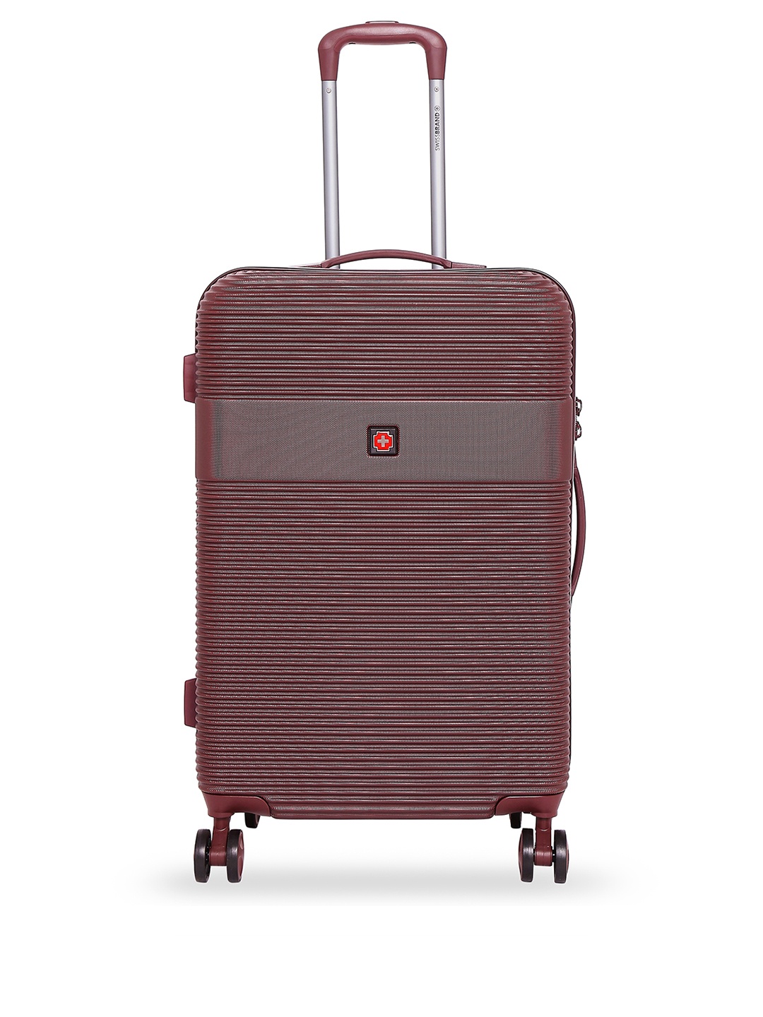 

SWISS BRAND Maroon Textured Cairo Hard-Sided Medium Trolley Bag