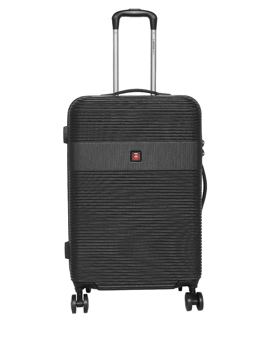 

SWISS BRAND Black Textured Cairo Hard-Sided Medium Trolley Bag