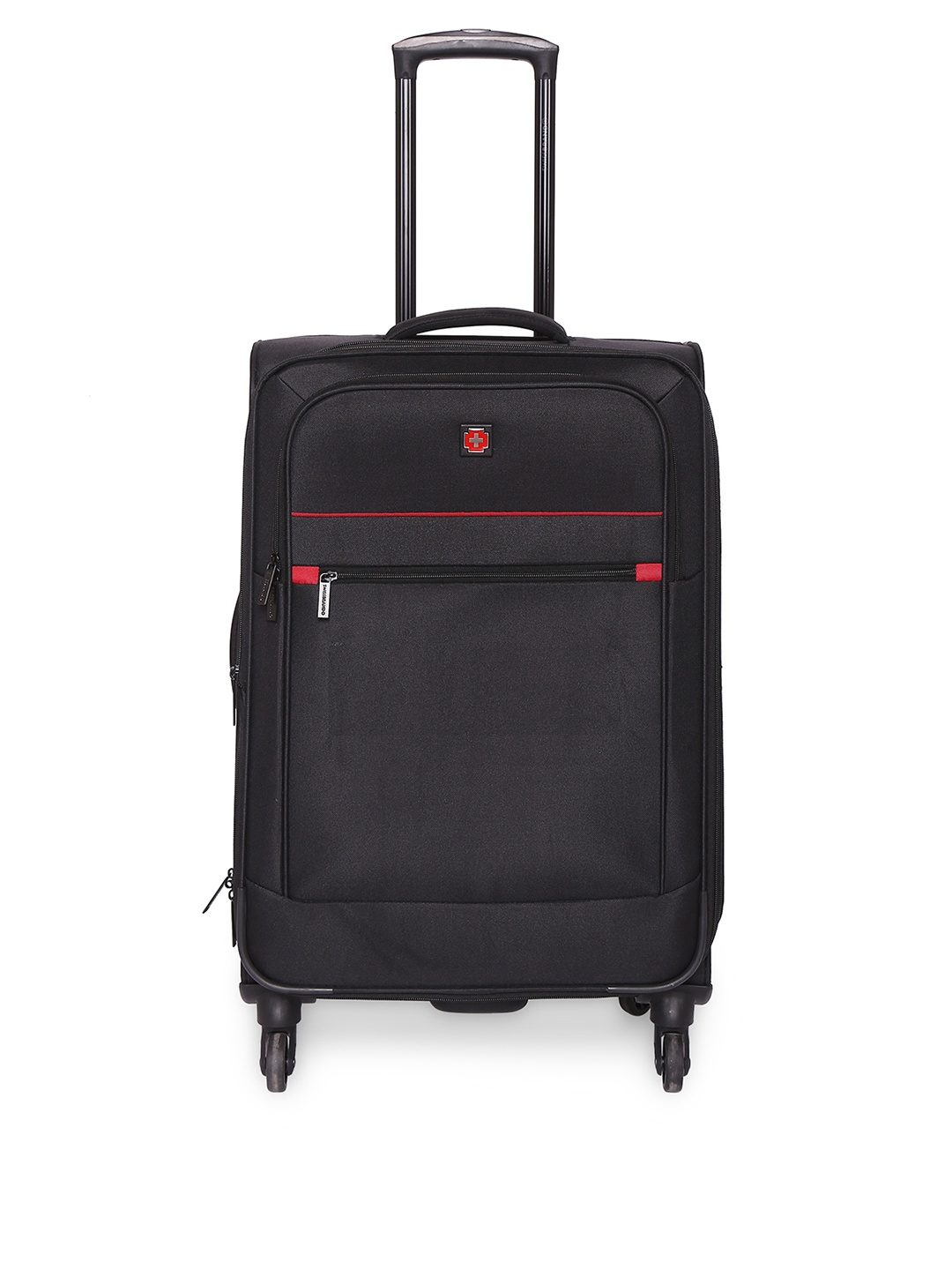 

SWISS BRAND Black Solid Barcelona Soft-Sided Cabin Trolley Bag