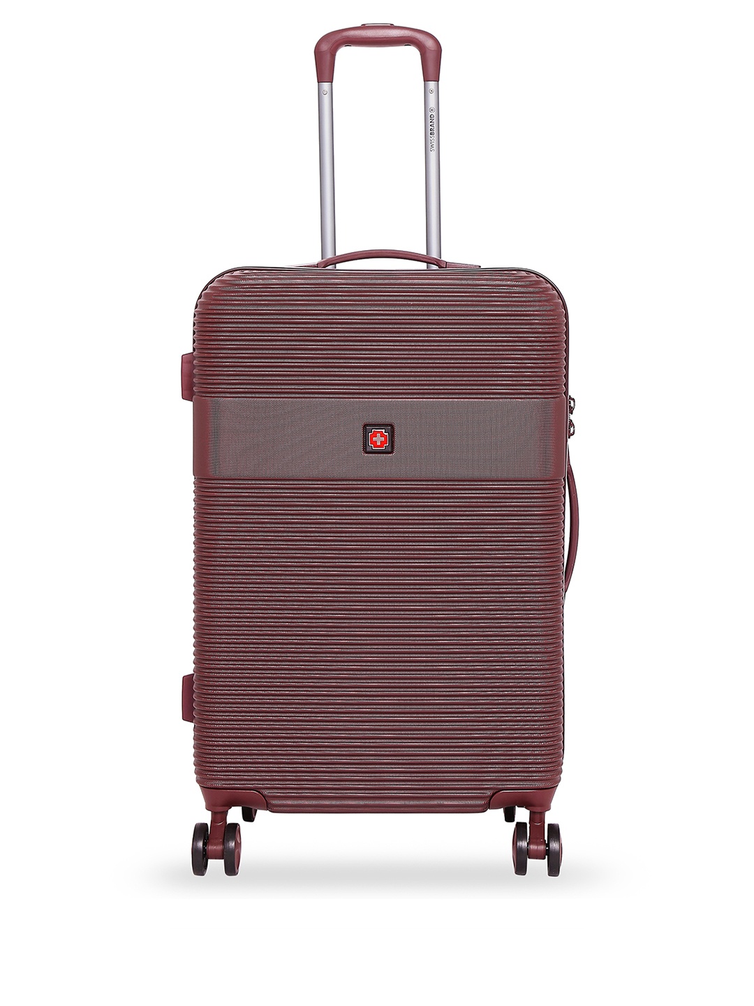 SWISS BRAND Maroon Textured Cairo Hard-Sided Large Trolley Bag