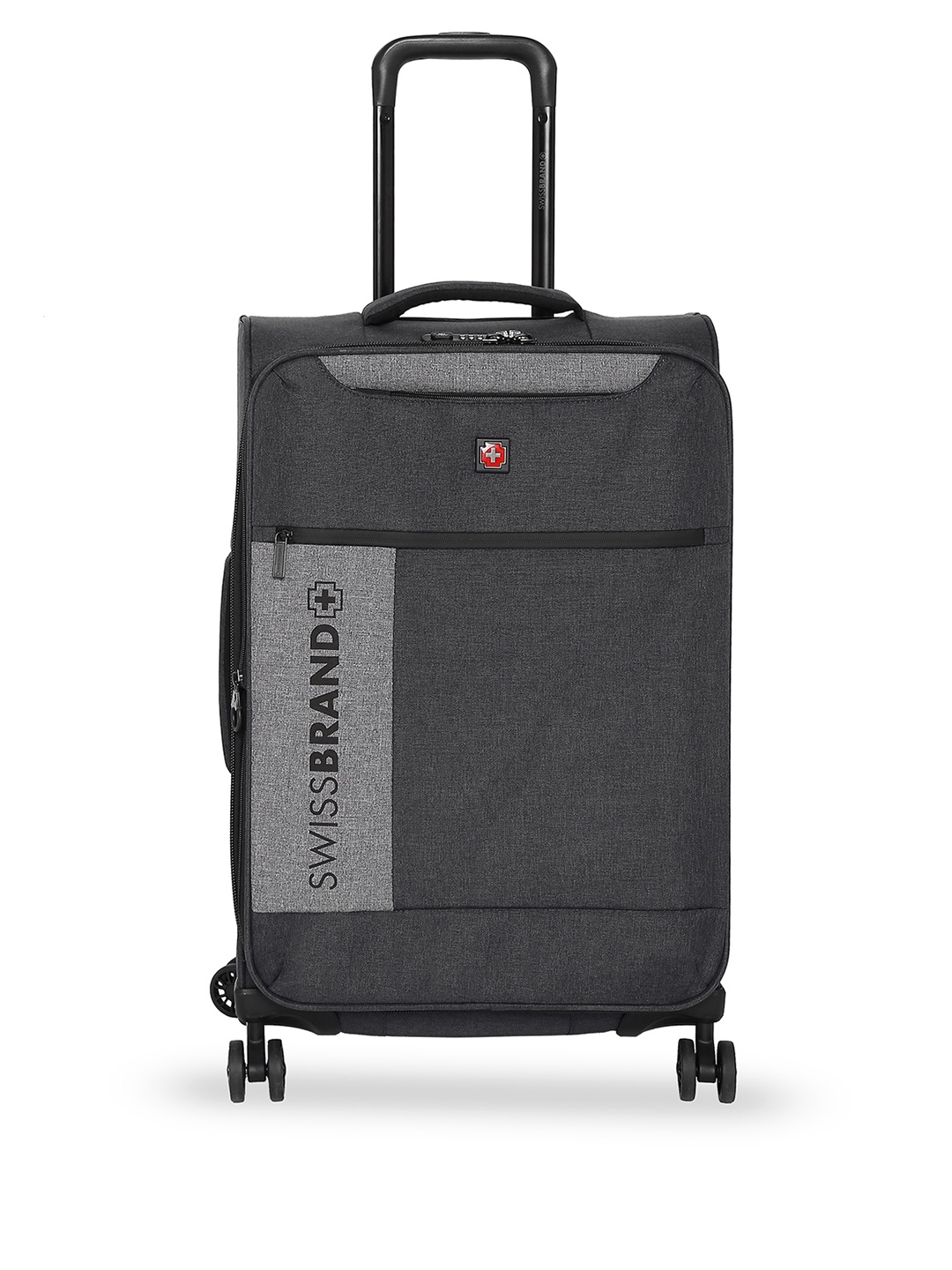 

SWISS BRAND Grey Solid Utah Soft-Sided Medium Trolley Bag