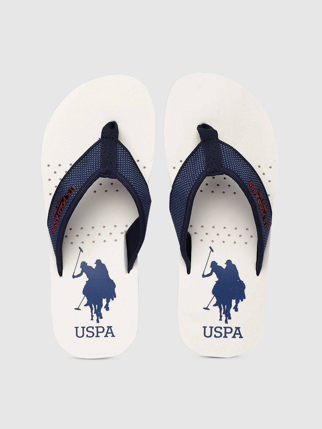 

U.S. Polo Assn. Men White & Blue Printed Thong Flip-Flops