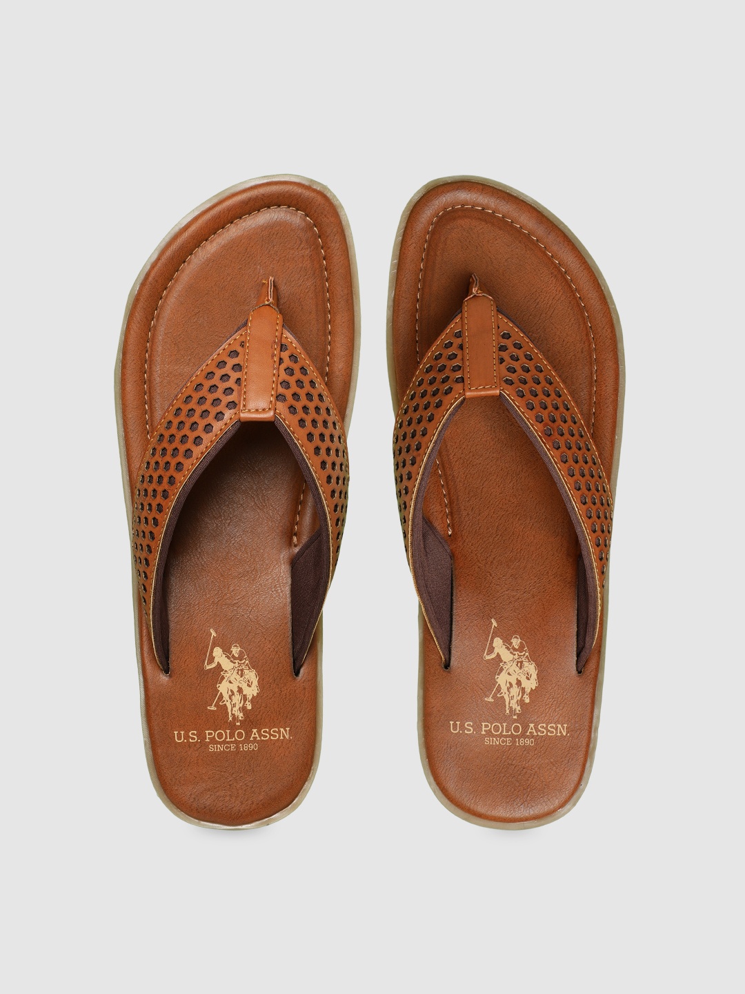 

U.S. Polo Assn. Men Tan Self Design Thong Flip-Flops