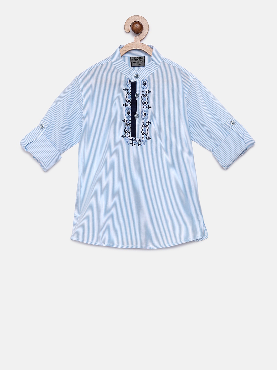 

RIKIDOOS Boys Blue Solid Straight Kurta