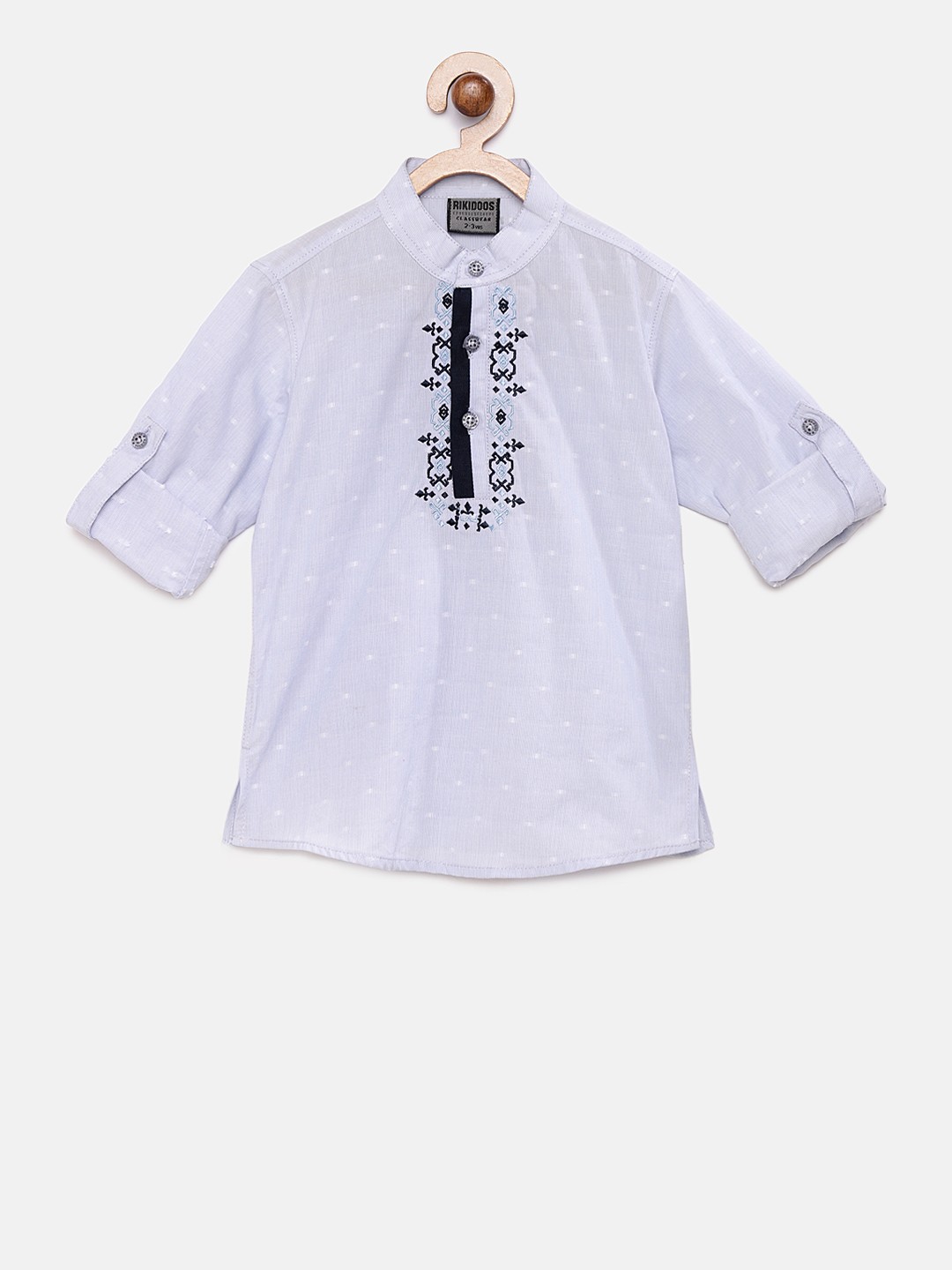 

RIKIDOOS Boys Blue Solid Straight Kurta