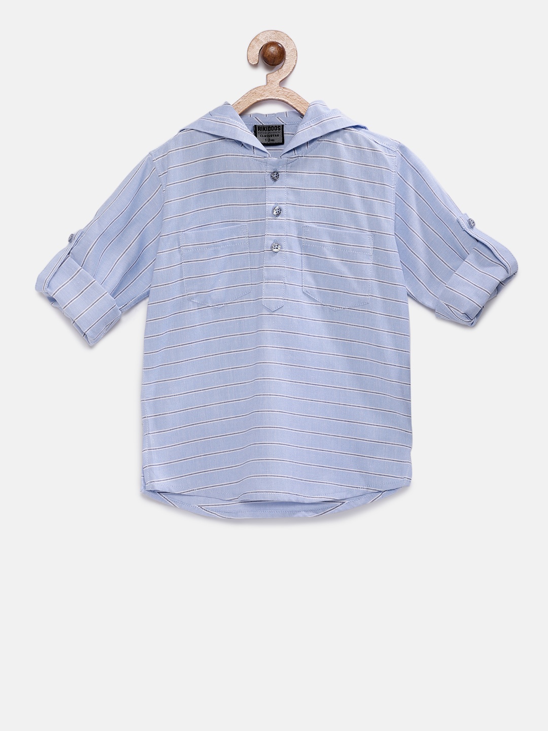 

RIKIDOOS Boys Blue Striped Straight Kurta