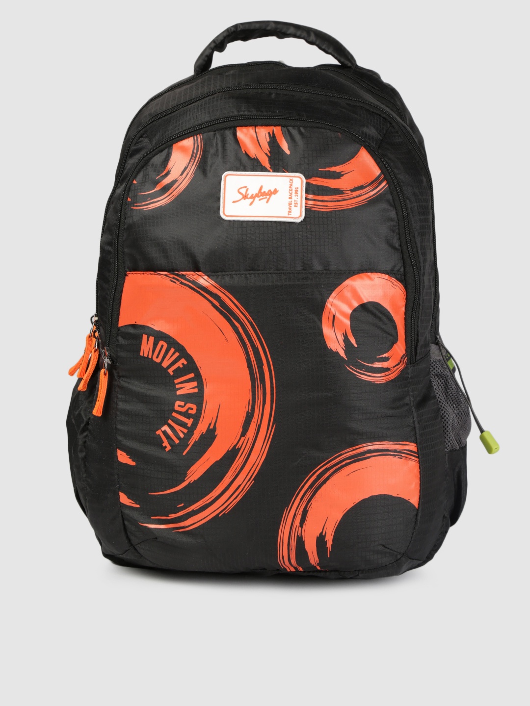 

Skybags Unisex Black & Orange Bingo Plus 01 Graphic Backpack