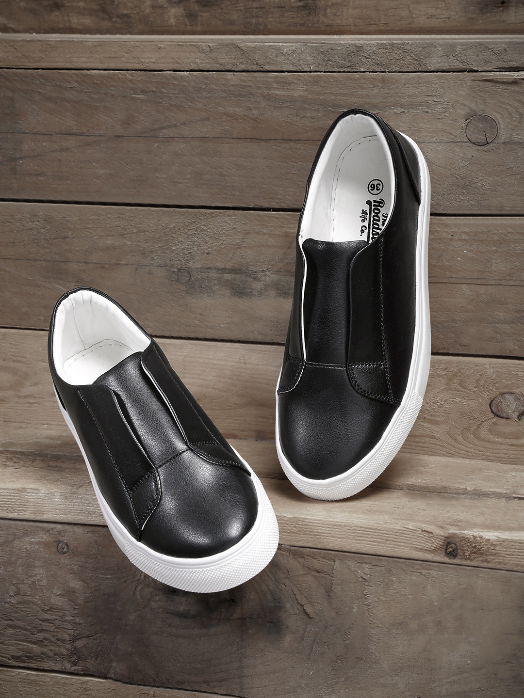 

The Roadster Lifestyle Co Women Black Slip-On Sneakers