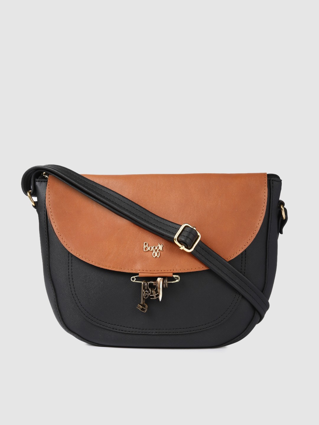 

Baggit Tan Brown & Black Colourblocked Sling Bag